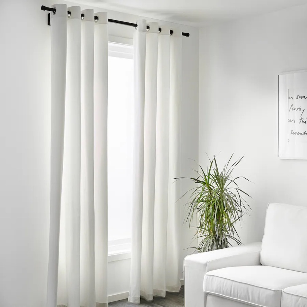 IKEA “MERETE” curtains, 1 pair (two panels) in white, size 57 x 118 inches